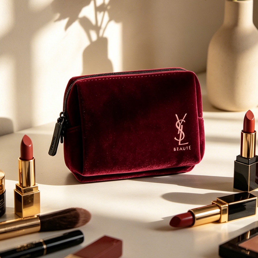 Ysl Beauty Makeup - YSL’s Bag Wine Red Velvet Mini