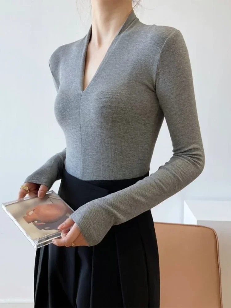 V-neck Slim Shirts Long Sleeve - Beauty & Makeup Katia Di Paola review and price