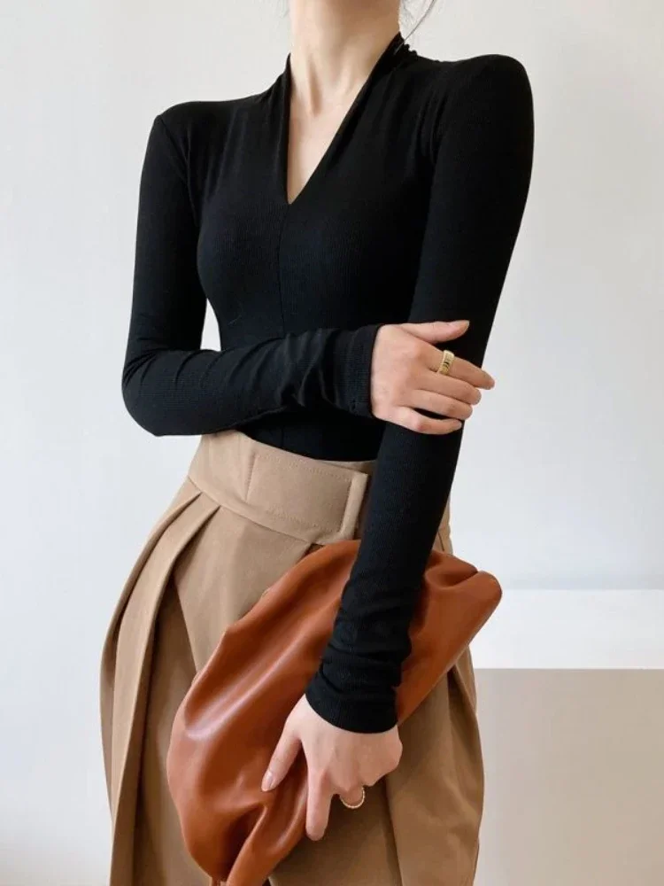 V-neck Slim Shirts Long Sleeve - Beauty & Makeup Katia Di Paola review and price