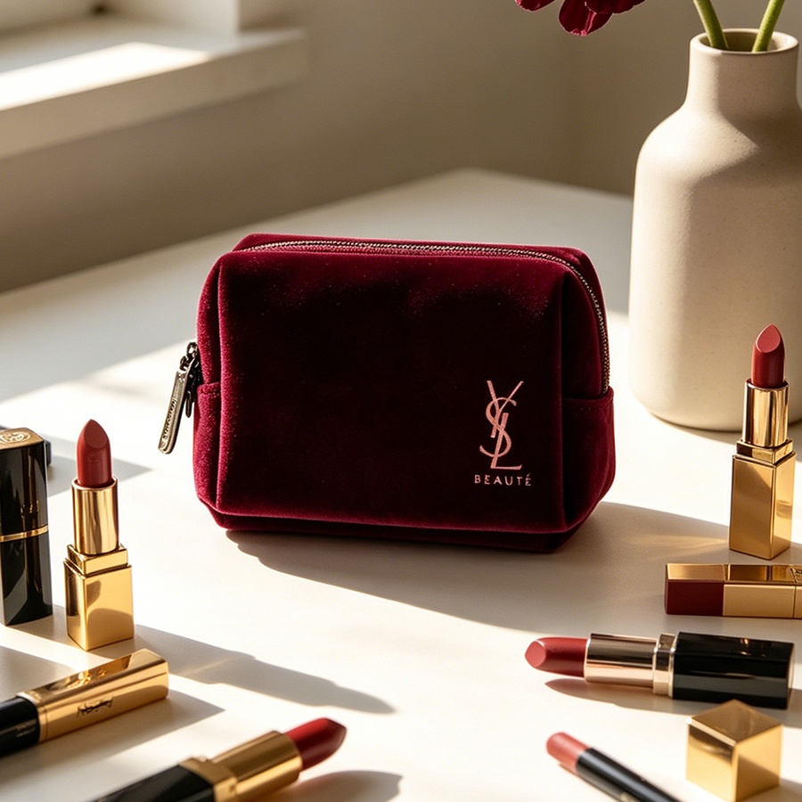 YSL’s Bag Wine Red Velvet Mini - Ysl Beauty Makeup review and price